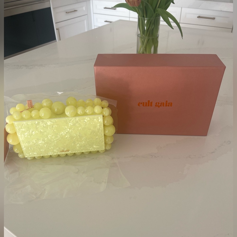 Cult Gaia bright yellow acrylic box clutch-never used with tags
